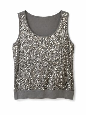 Ashley Stewart Gray Silver Sequin Tank Top Party Sparkle Plus Size 22/24